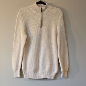 J.Crew Men’s Quarter-Zip Waffle Knit Sweater | Cream | Size M